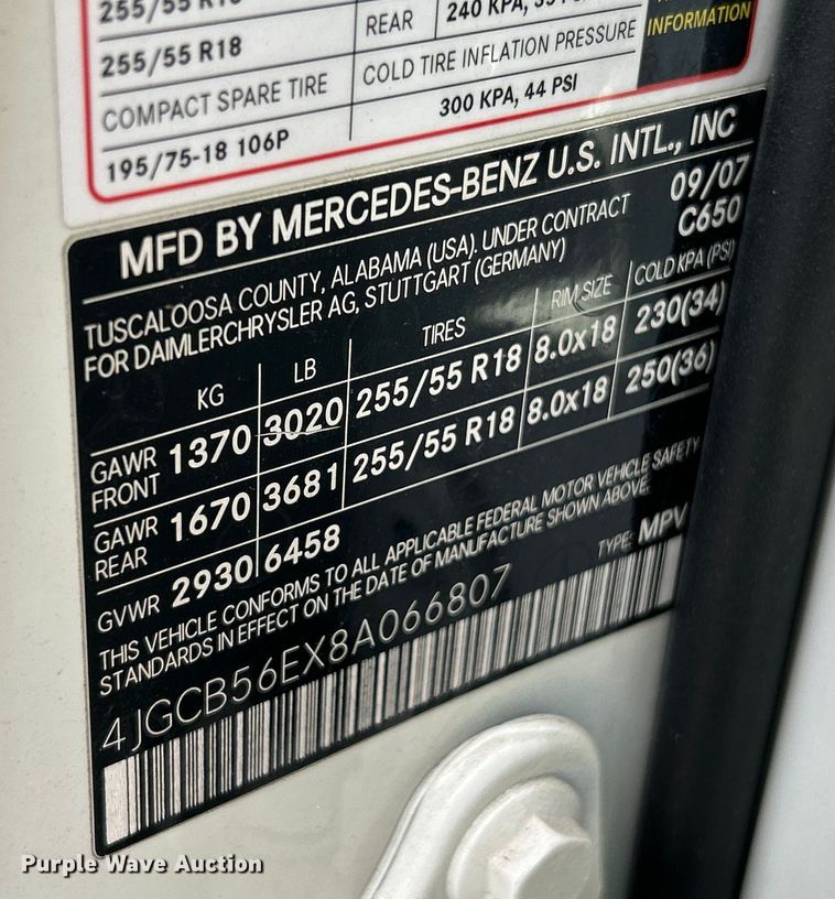 image for item NL9406 2008 Mercedes Benz R350  SUV