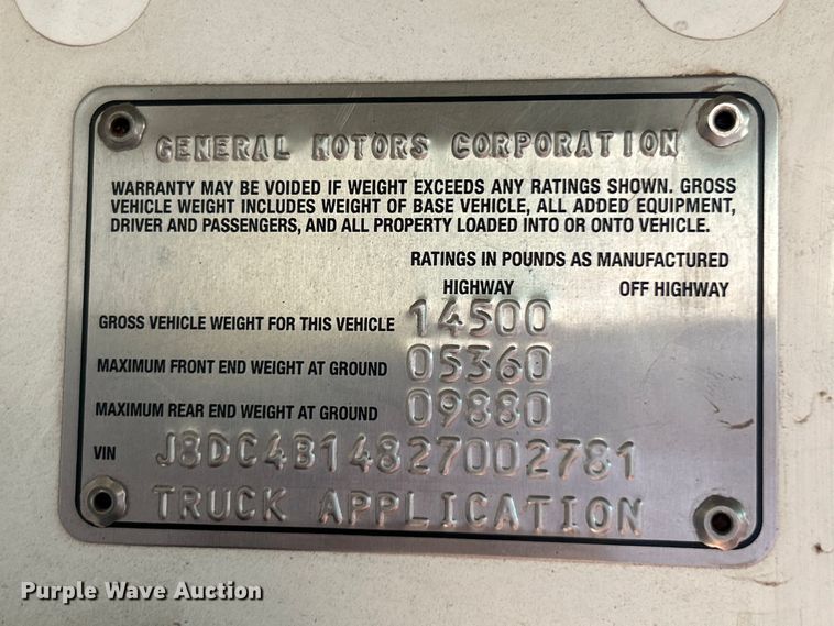 image for item NL9407 2002 GMC W4500  dump truck