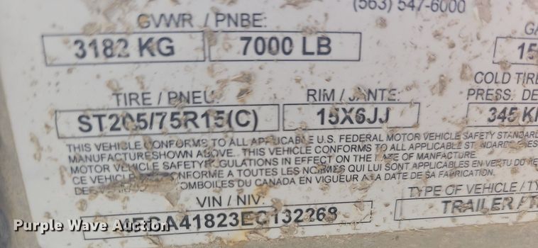 image for item NT9774 2014 Featherlite 3110-0017-STD  utility trailer