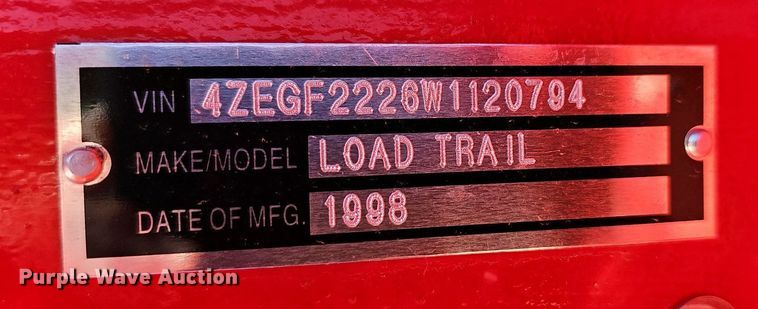 image for item NU9161 1998 Load Trail  equipment trailer
