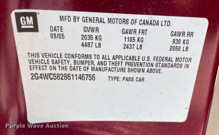 image for item NY9610 2006 Buick LaCrosse CX