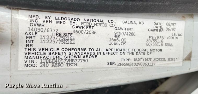 image for item NY9622 1997 Ford E450 Super Duty  shuttle bus