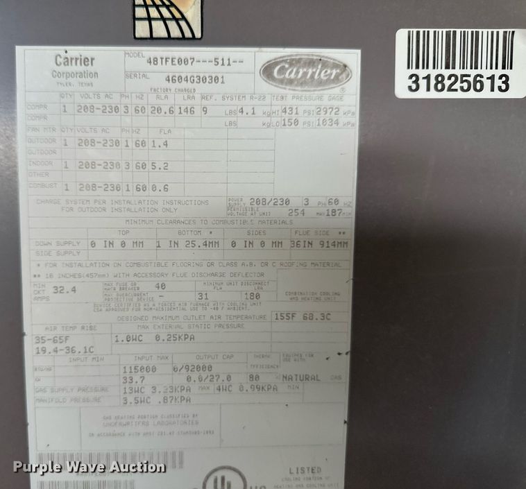 image for item OC9360 (2) Carrier HVAC units