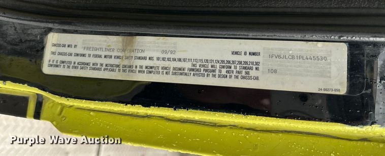 image for item OK9788 1993 Freightliner FL80  fire truck