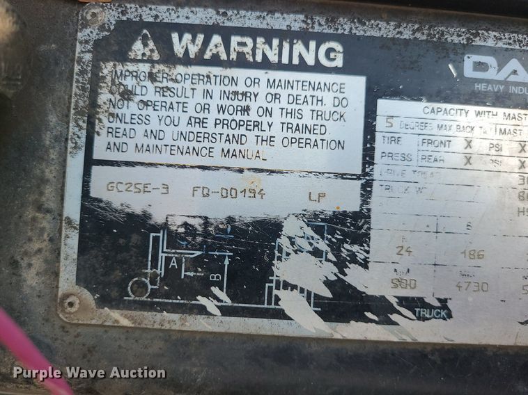 image for item ZA0336 Doosan GC25E-3  forklift