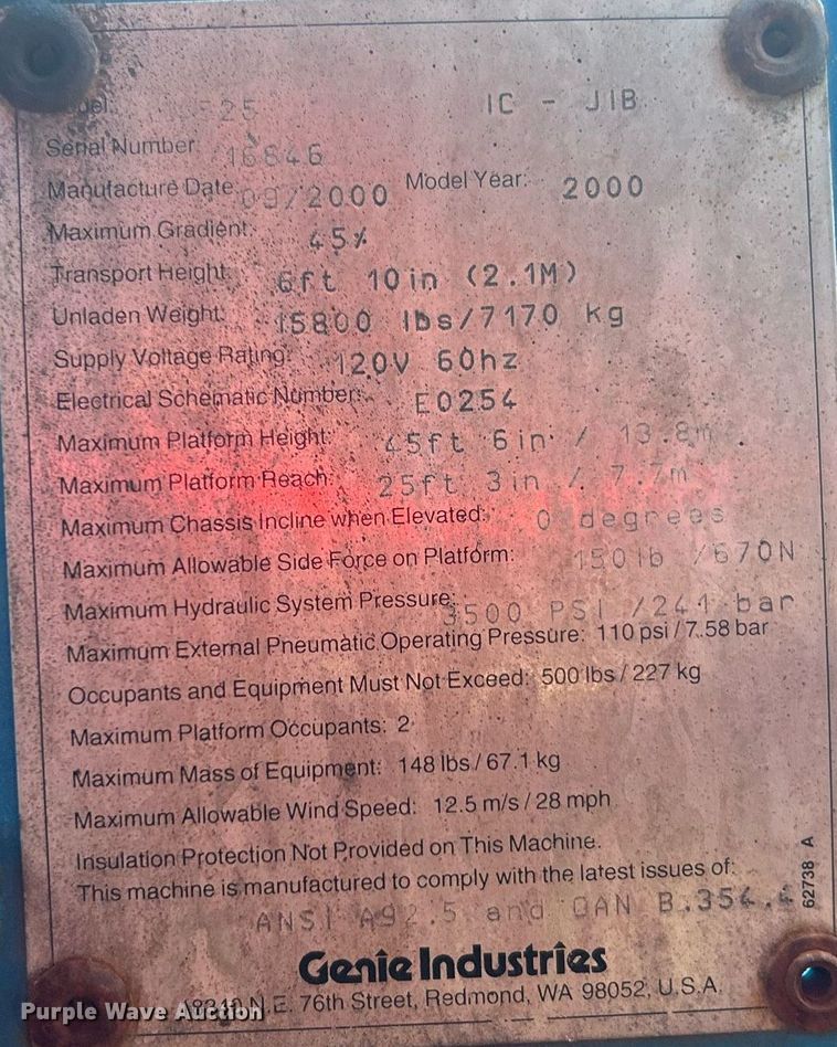 image for item DI7959 2000 Genie Z-45/25J  boom lift
