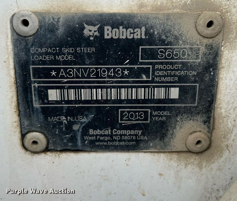 image for item DI7962 2013 Bobcat S650  skid steer loader