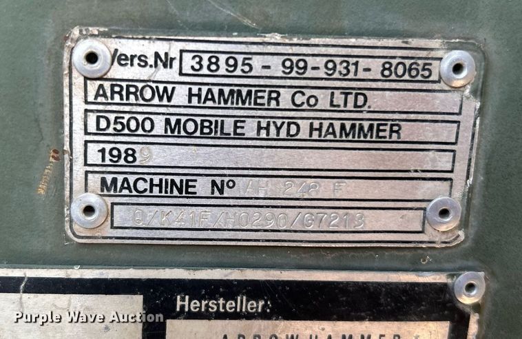 image for item DI7965 1989 Arrow Hammer Co. LTD D500  hammer