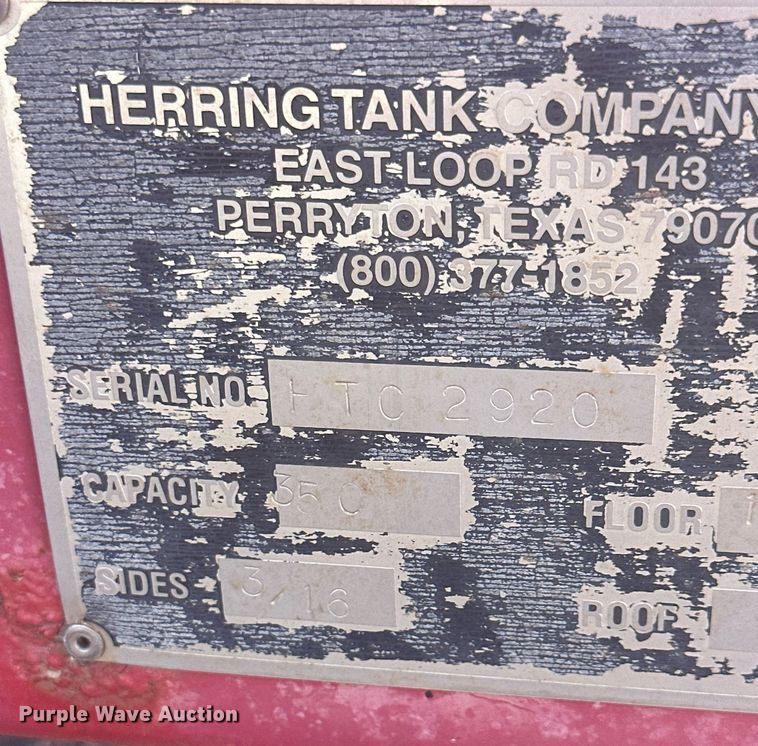 image for item DM2595 2006 Herring  frac tank trailer