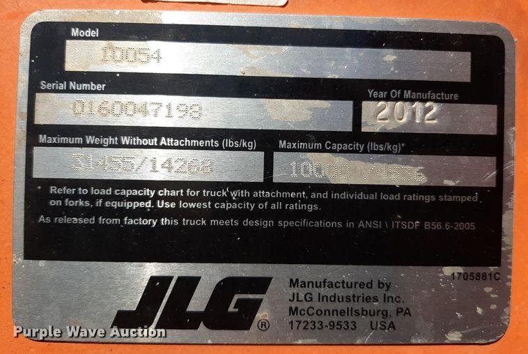 image for item DO3053 2012 JLG Skytrak 10054  telehandler