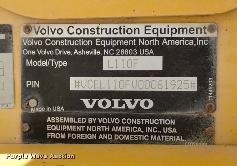 image for item DP3381 2010 Volvo L110F  wheel loader