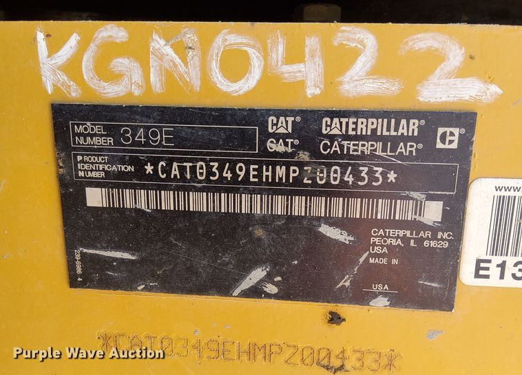 image for item DP3384 2012 Caterpillar 349E L  excavator