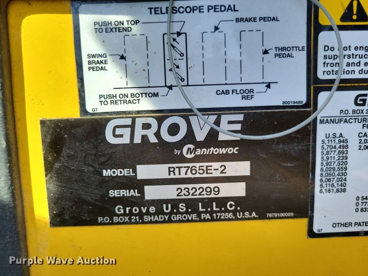 image for item DP5216 2012 Grove RT765E2  crane