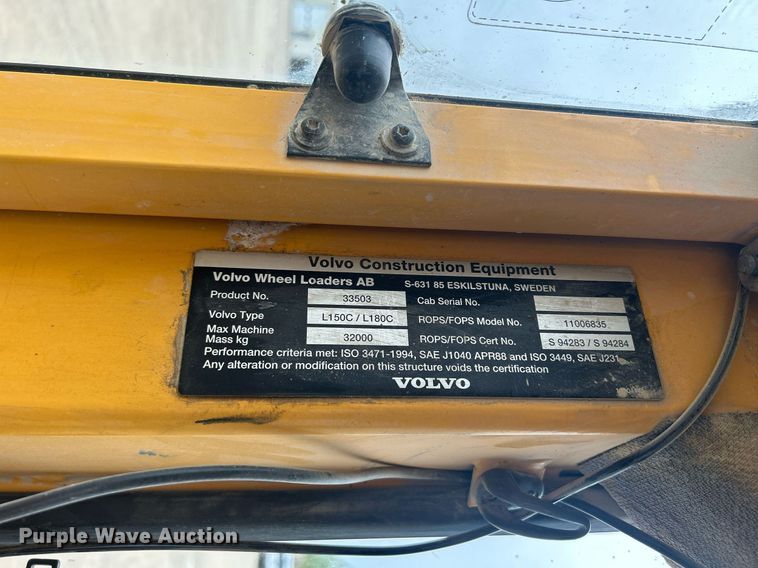 image for item DQ0889 1999 Volvo L150C  wheel loader