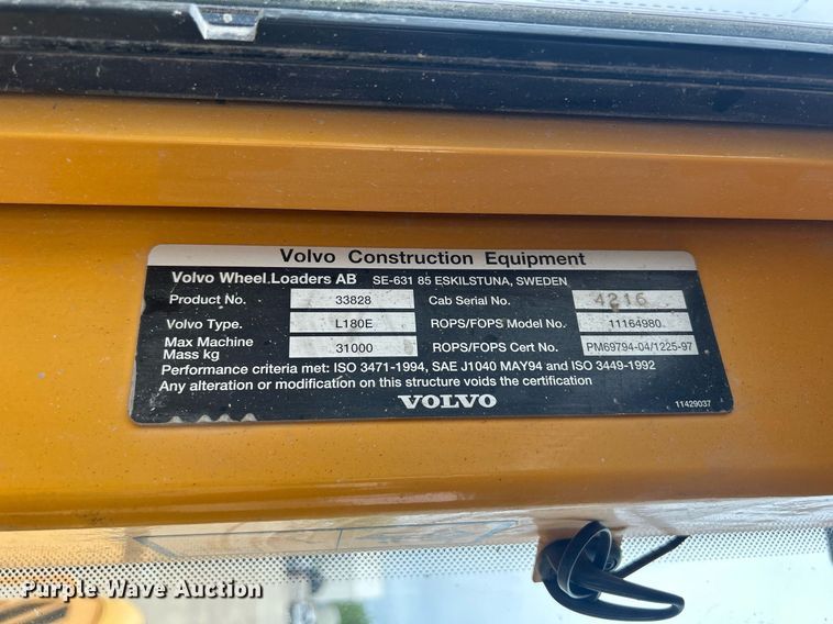 image for item DQ0890 2007 Volvo L180E  wheel loader