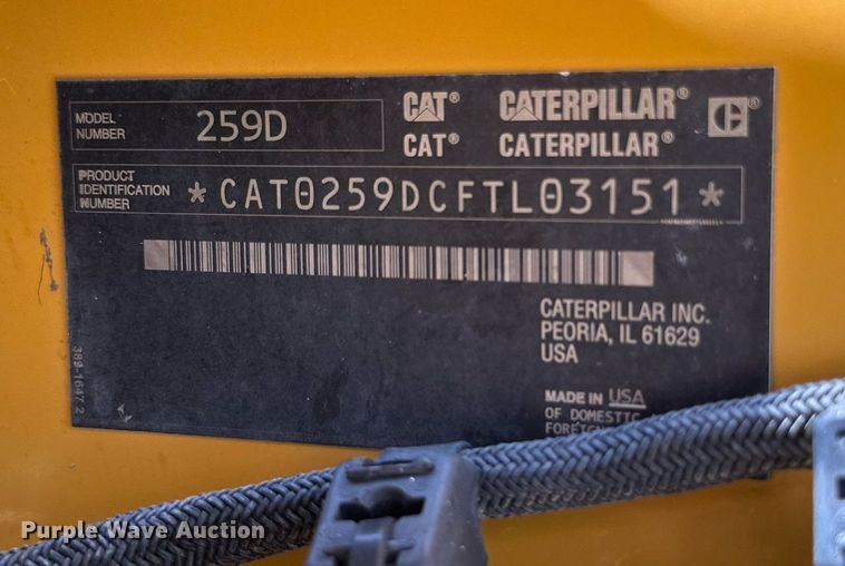 image for item DQ1340 2015 Caterpillar 259D  tracked skid steer loader