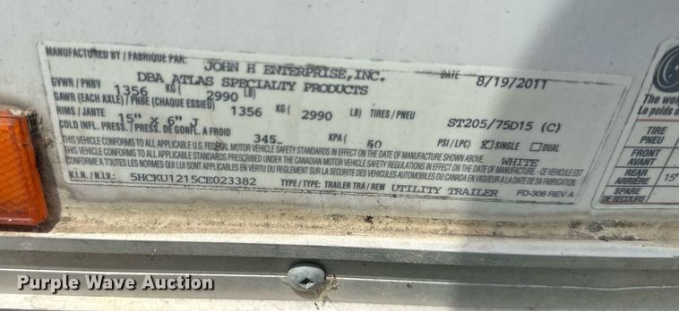 image for item DS2192 2012 Atlas Specialty Products  enclosed cargo trailer