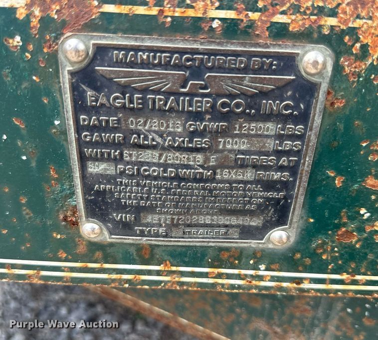 image for item DS2193 2016 Eagle  equipment trailer