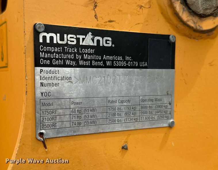 image for item DS2221 Mustang 2100RT  tracked skid steer loader
