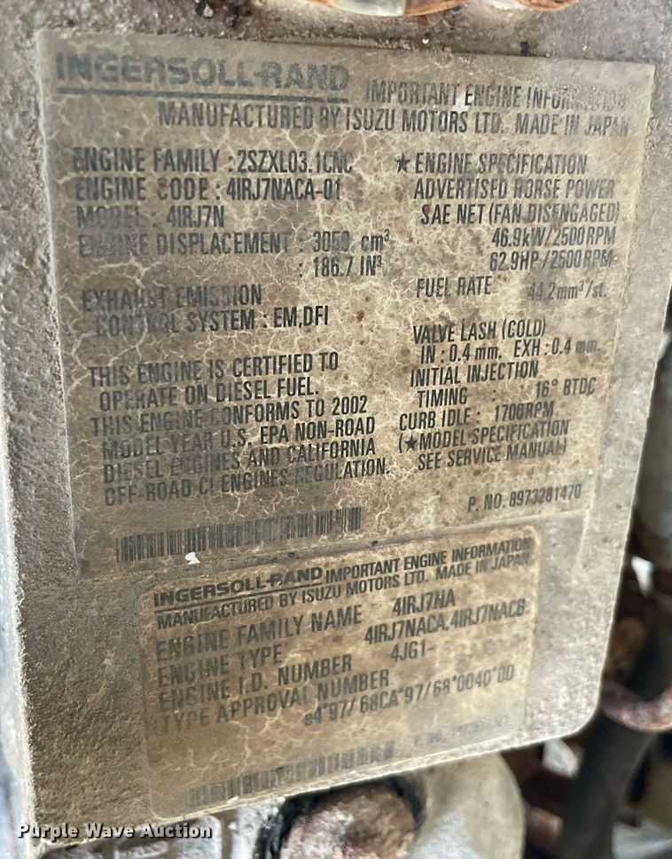 image for item HN9953 2003 Ingersoll Rand 185  air compressor