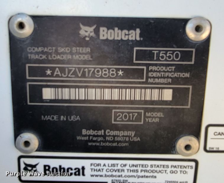 image for item HY9096 2017 Bobcat T550  tracked skid steer loader