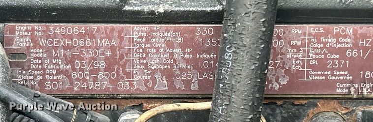 image for item KW9114 1998 Freightliner FLD112 vacuum truck