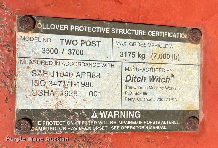 image for item LF9380 2000 Ditch Witch 3700  trencher