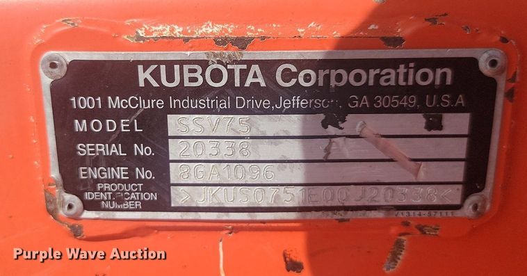 image for item LQ9110 2016 Kubota SSV75  skid steer loader