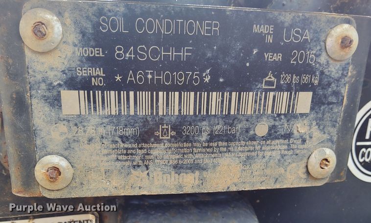 image for item LS9625 2015 Bobcat 84SCHHF  skid steer soil conditioner