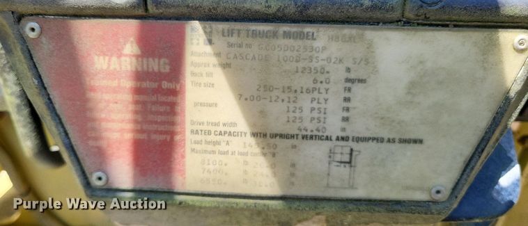 image for item LS9655 Hyster H80XL  forklift