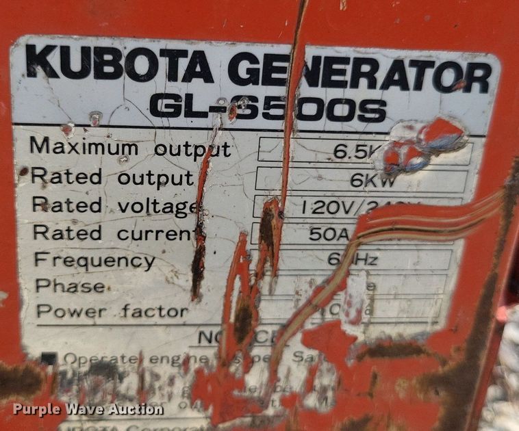 image for item LS9659 Kubota Lowboy GL6500S  generator