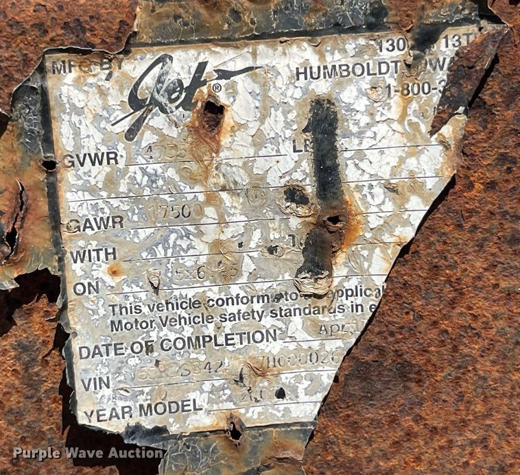 image for item MG9423 2007 Jet Co  equipment trailer