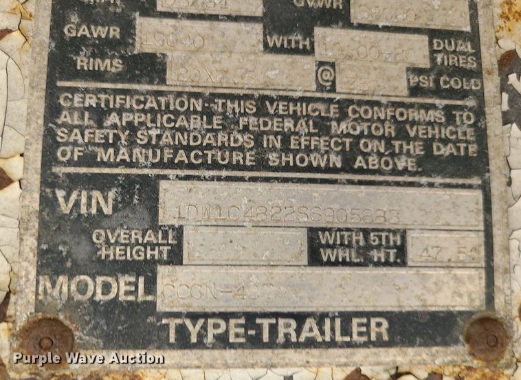 image for item MG9740 1995 Stoughton CCGN-48T  dry van trailer