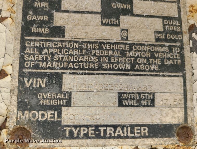 image for item MG9740 1995 Stoughton CCGN-48T  dry van trailer