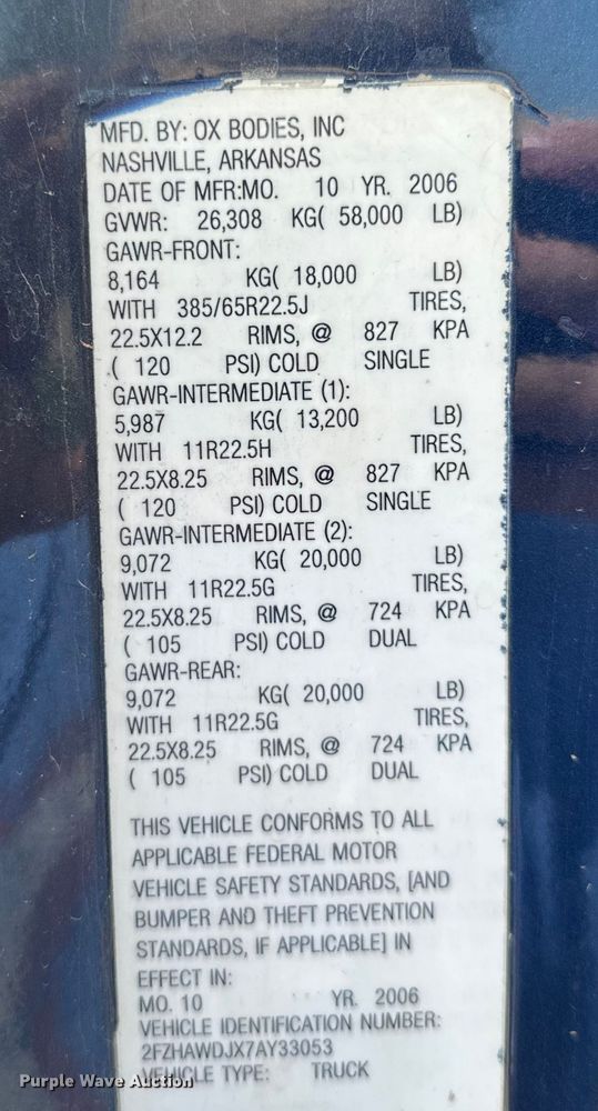 image for item ML9165 2007 Sterling LT8500  dump truck