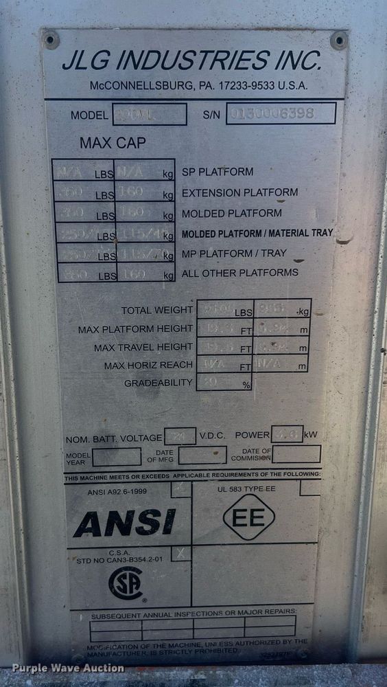 image for item NA9107 JLG 20DVL  vertical lift