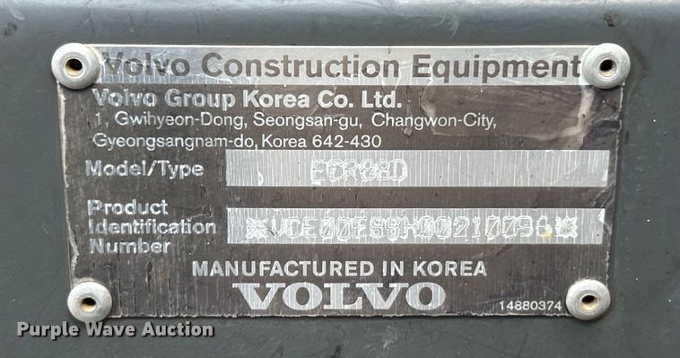 image for item NL9464 2013 Volvo ECR88D  mini excavator