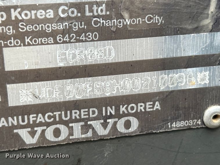 image for item NL9464 2013 Volvo ECR88D  mini excavator