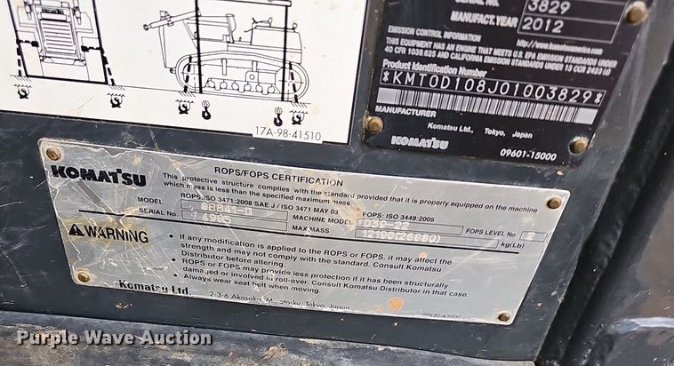 image for item NT9905 2013 Komatsu D39PX-22  dozer