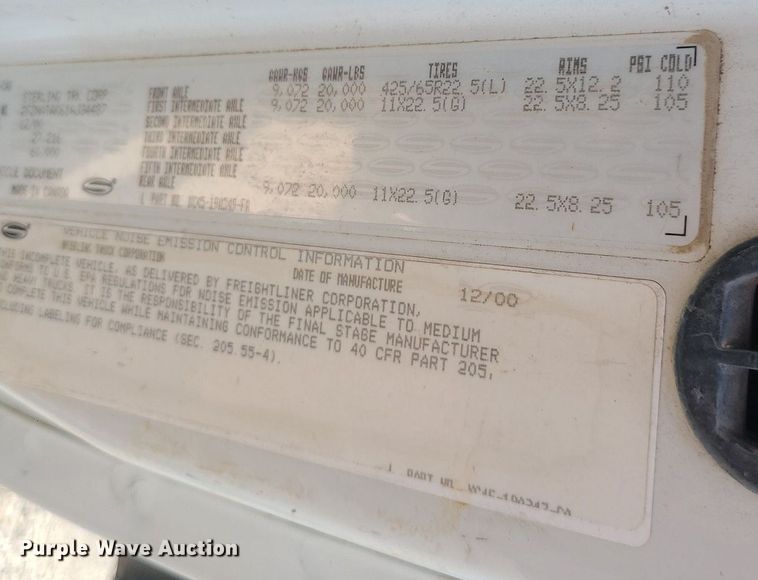 image for item ZA0344 2001 Sterling LT7500  crane truck