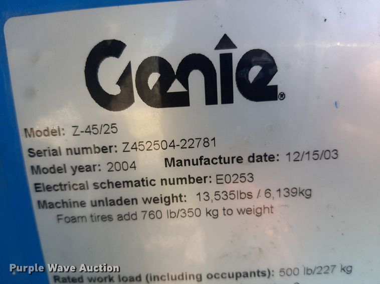 image for item IP9437 2004 Genie Z-45/25 boom lift