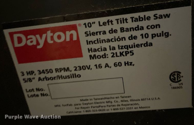 image for item IP9469 Dayton table saw