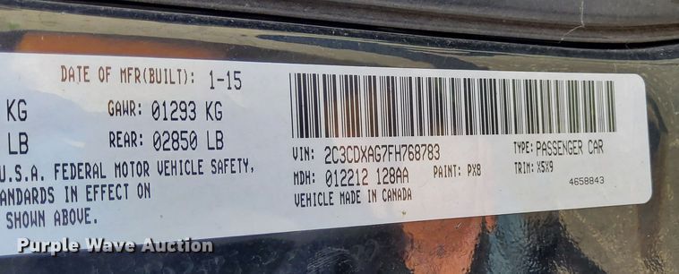 image for item NH9391 2015 Dodge Charger Police 