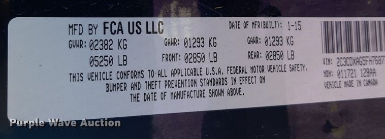 image for item NH9398 2015 Dodge Charger Police 