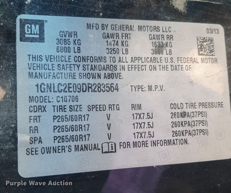 image for item NH9400 2013 Chevrolet Tahoe Police SUV