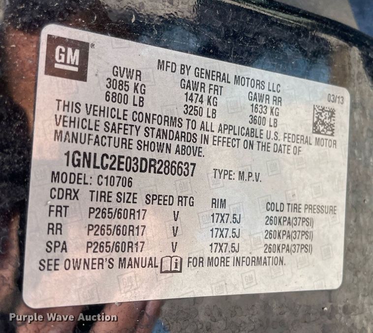 image for item NH9404 2013 Chevrolet Tahoe Police SUV