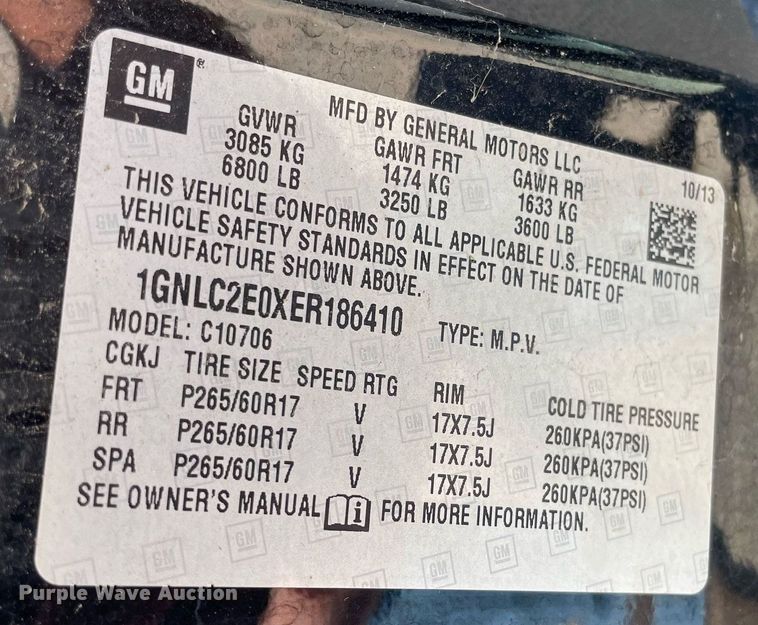 image for item NH9405 2014 Chevrolet Tahoe Police SUV