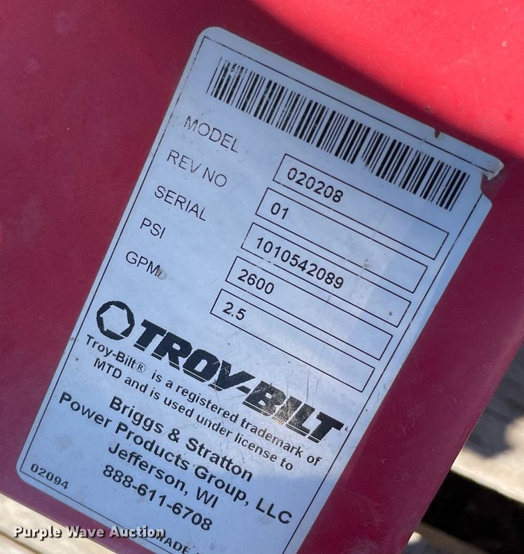 image for item NH9426 Troy-Bilt pressure washer