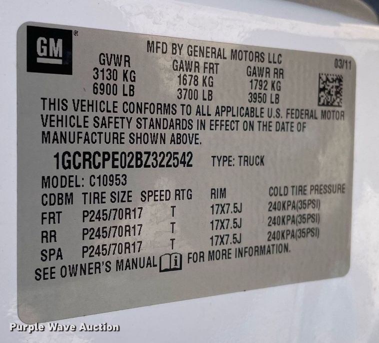 image for item NY9640 2011 Chevrolet Silverado 1500 Ext. Cab pickup truck