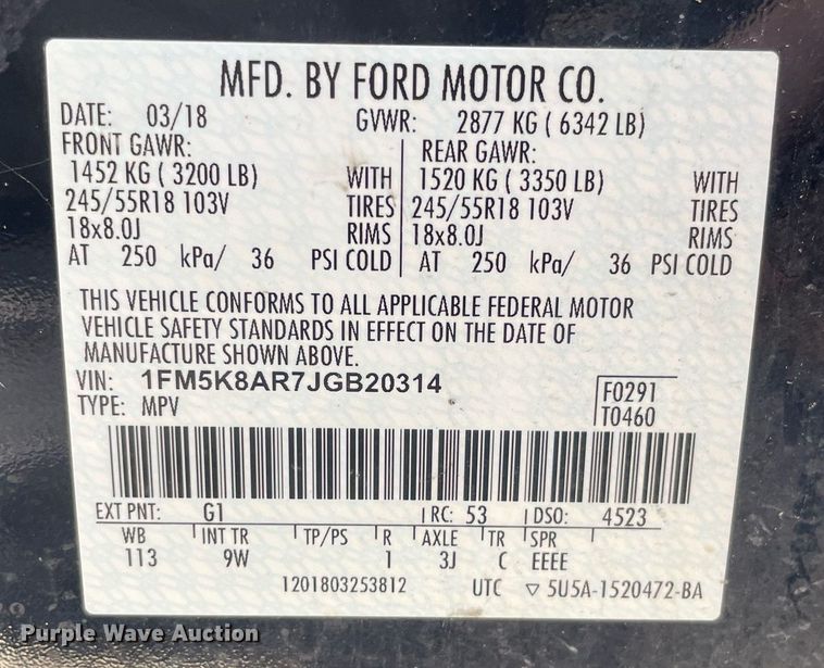 image for item NY9641 2018 Ford Explorer Police Interceptor SUV